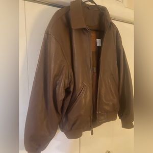 Leather bomber jacket